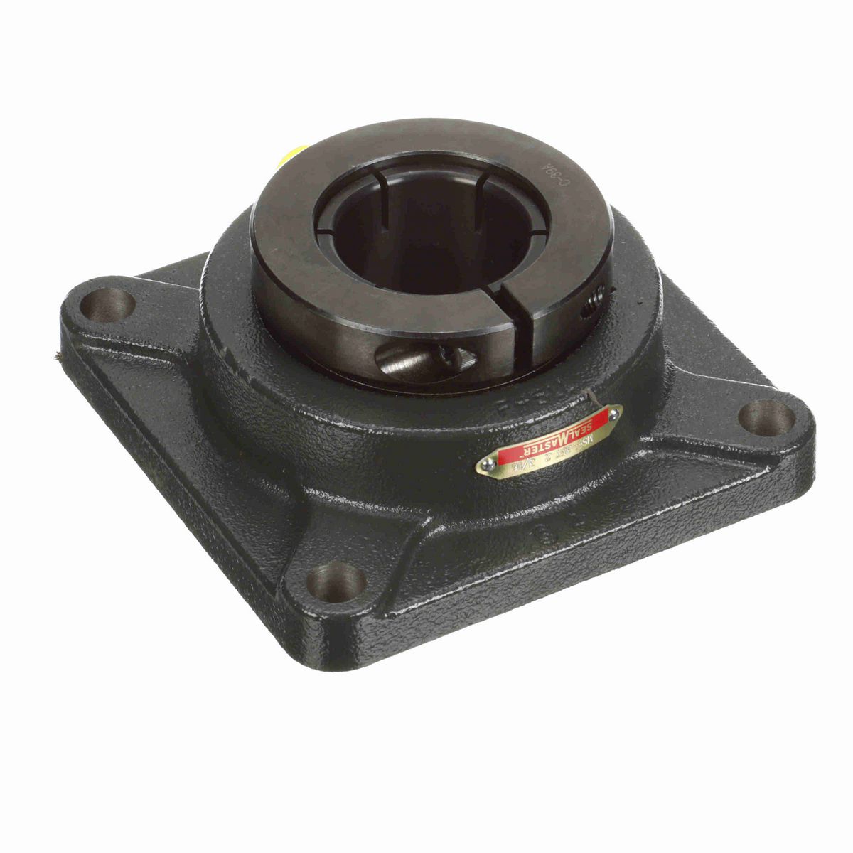 Sealmaster Mounted Cast Iron Four Bolt Flange Ball Bearing - 52100 Bearing Steel, Black Oxided - Concentric Lock - MSF-35T