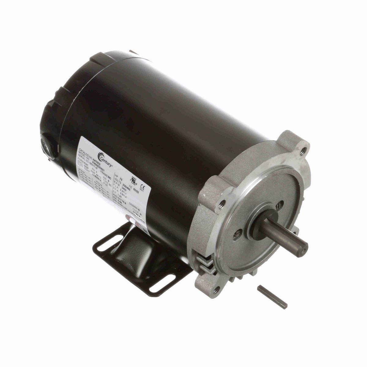 Century General Purpose Motor, .75 HP, 3 Ph, 60/50 Hz, 230/460 V, 3600 RPM, 56C Frame, ODP - H476ES