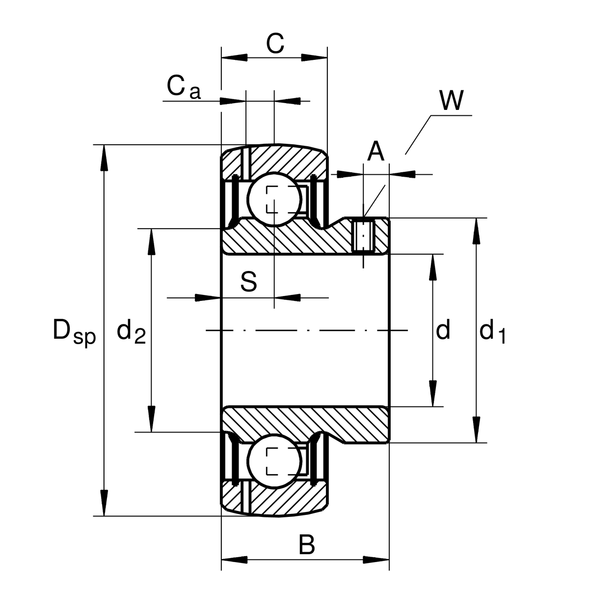 Радиальный закрепляемый шарикоподшипник INA GAY15-XL-NPP-B (GAY15-NPP-B)