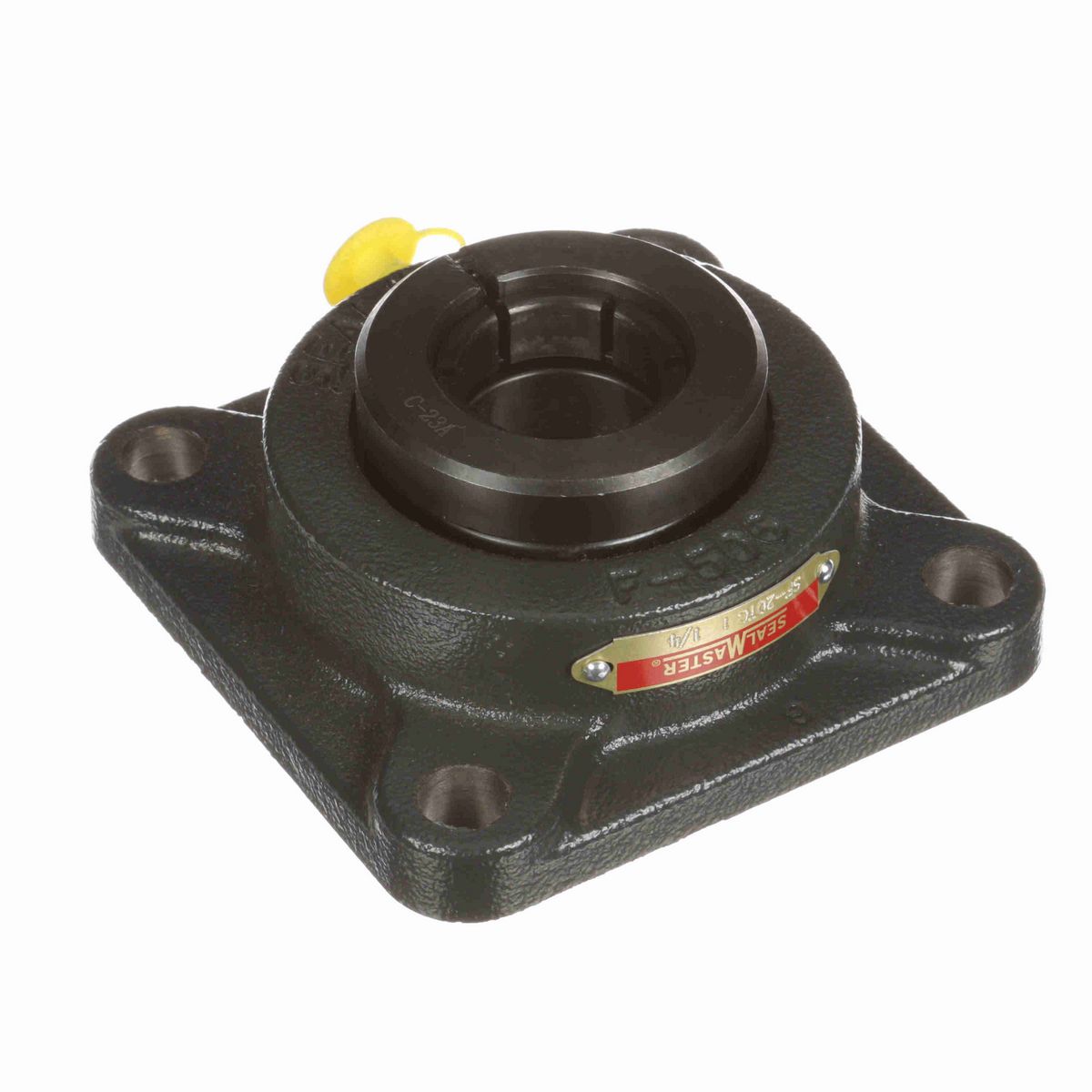 Sealmaster Mounted Cast Iron Four Bolt Flange Ball Bearing - 52100 Bearing Steel, Black Oxided - Concentric Lock - SF-20TC