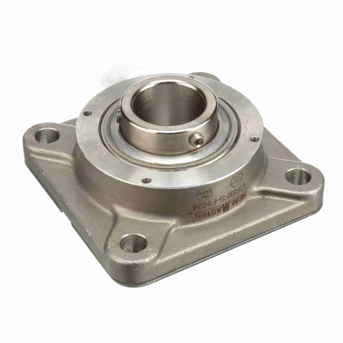 Sealmaster Mounted Stainless Steel Four Bolt Flange Ball Bearing - 52100 Bearing Steel, Phosphorus Nickel Coated - Setscrew Lock - Corrosion Resistant - CRBFS-PN24