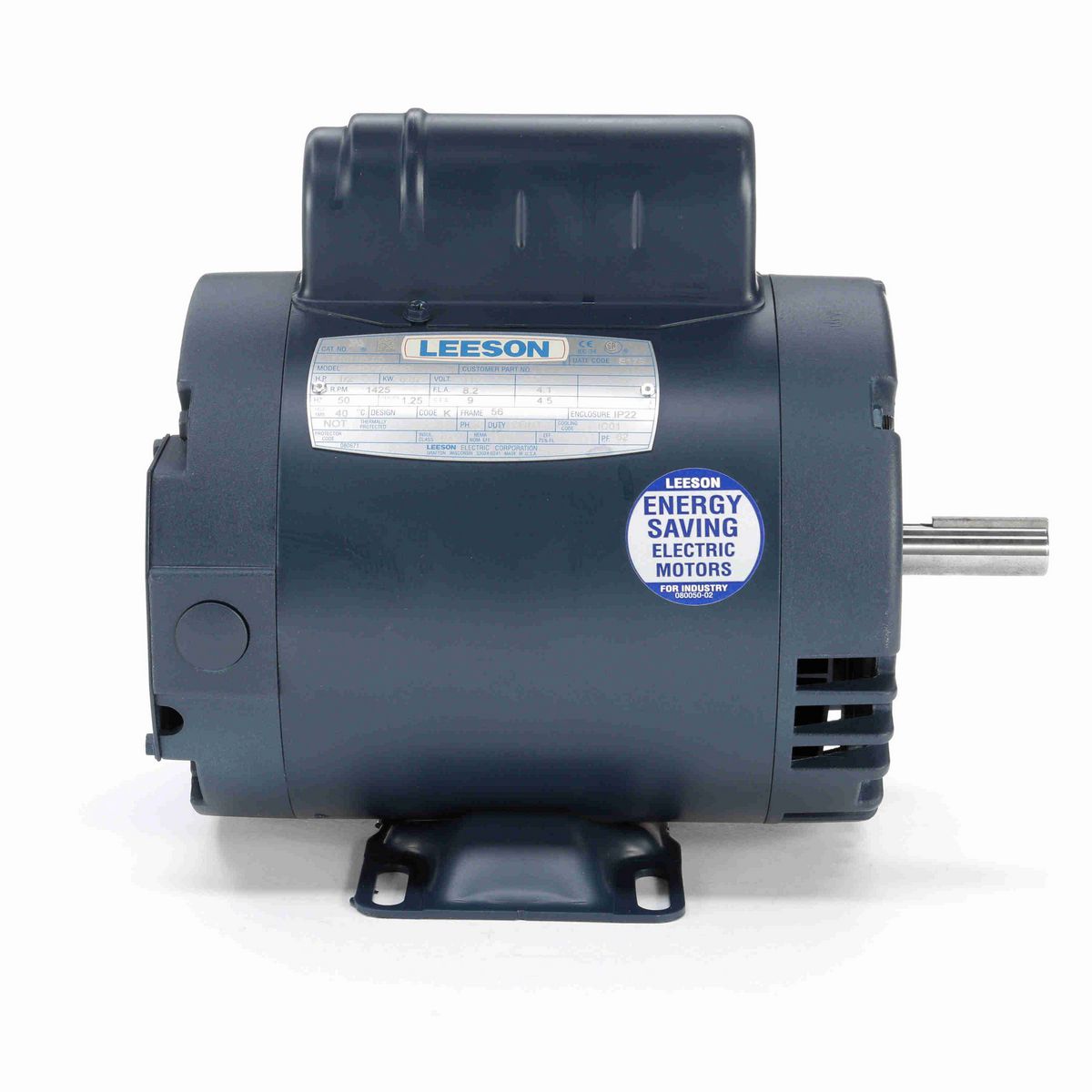 LEESON Special Voltage Motor, 0.50 HP, 1 Ph, 50 Hz, 110/220 V, 1500 RPM, 56 Frame, DP - 110395.00