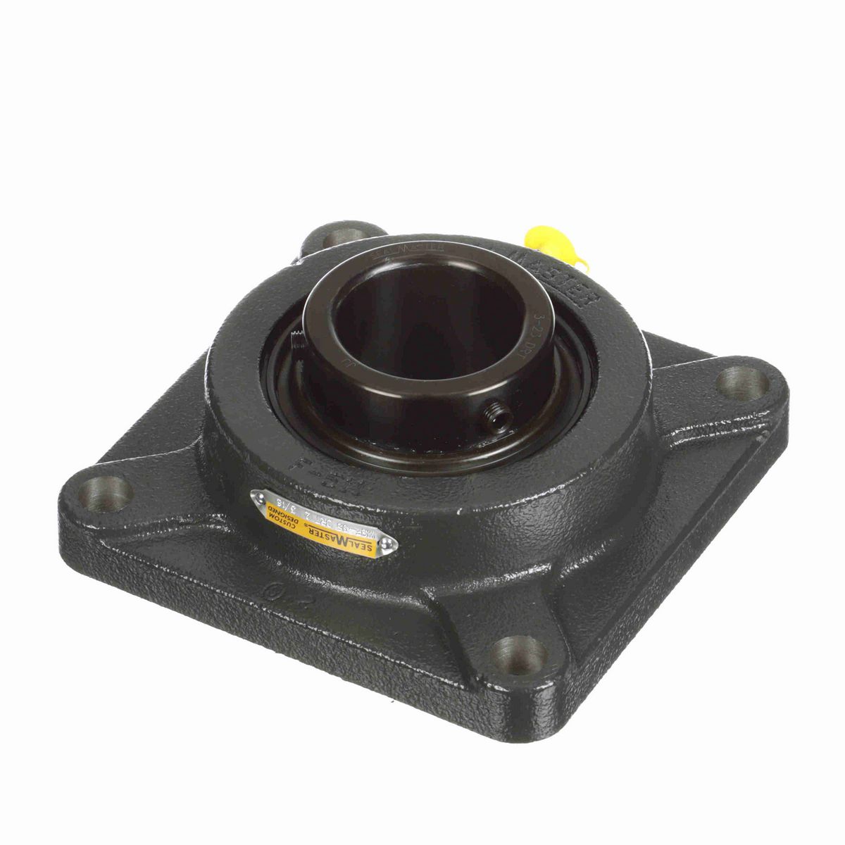 Sealmaster Mounted Cast Iron Four Bolt Flange Ball Bearing - 52100 Bearing Steel, Black Oxided - Setscrew Lock - High Contamination - MSF-35 DRT
