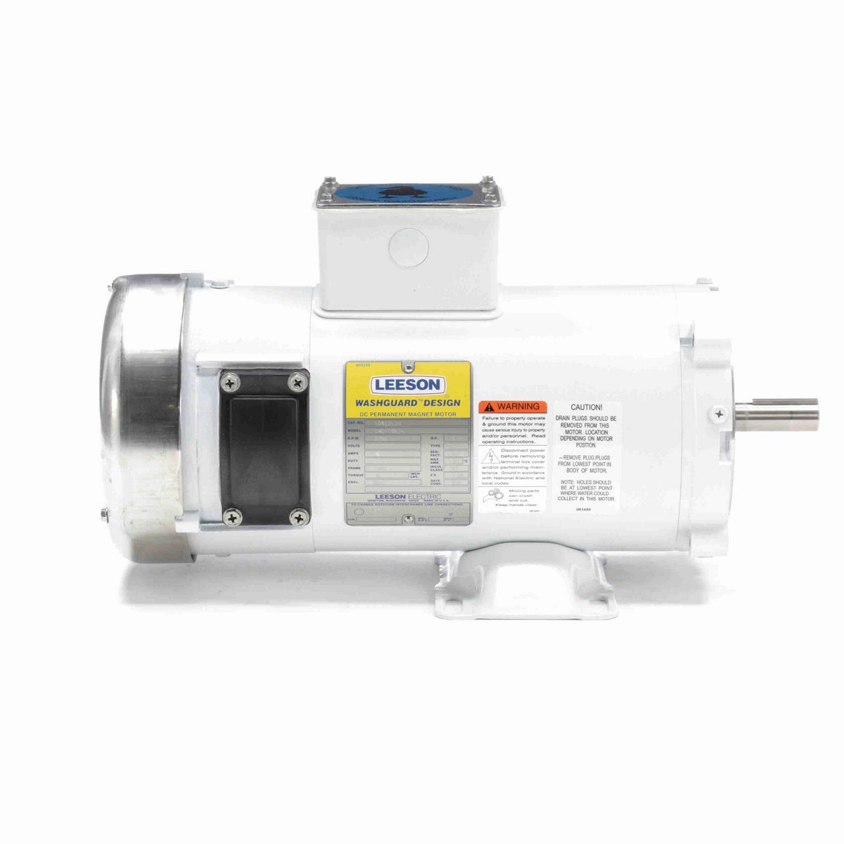 LEESON White Duck™ Washdown Motor, 1 HP, 180 V, 1750 RPM, S56C Frame, TEFC - 108231.00