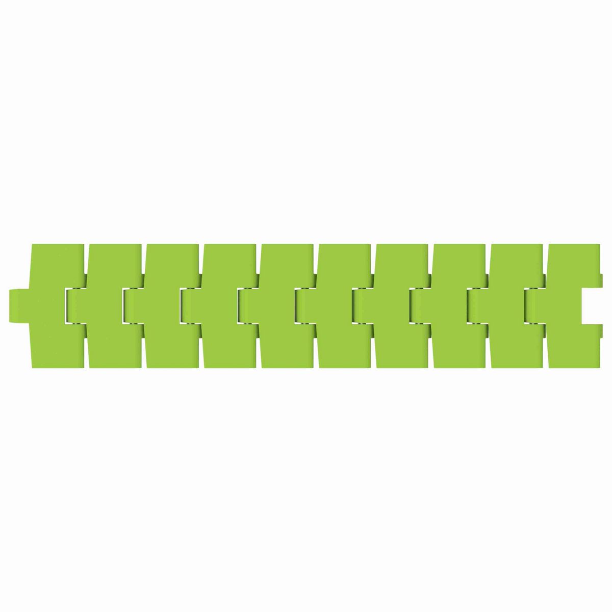 Rexnord 880TAB Side-flexing Solid Top, Material: Bright Lime-Green Dry PET Low Friction, Width: 3.25in, Pitch: 1.5in - 10479419