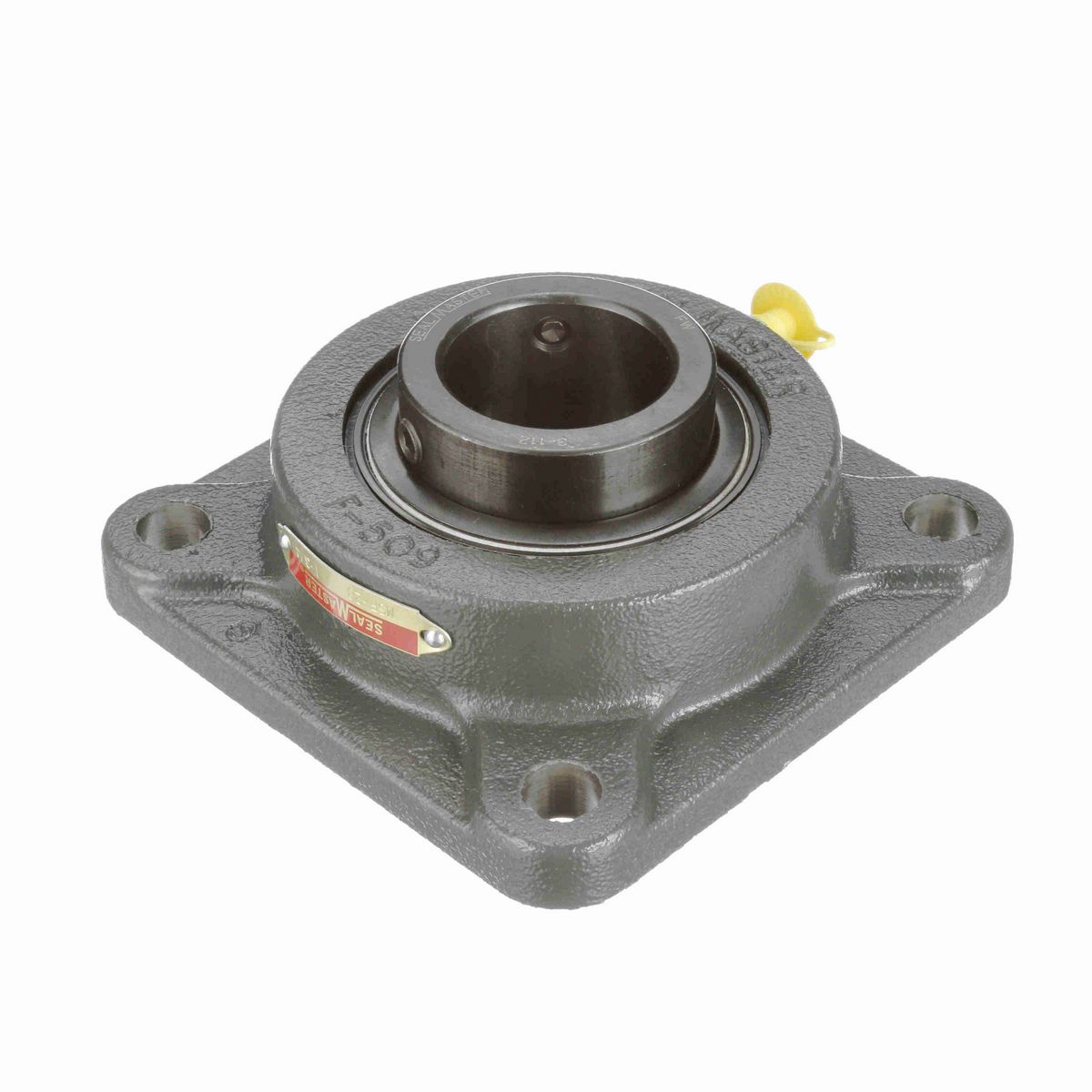 Sealmaster Mounted Cast Iron Four Bolt Flange Ball Bearing - 52100 Bearing Steel, Black Oxided - Setscrew Lock - MSF-28