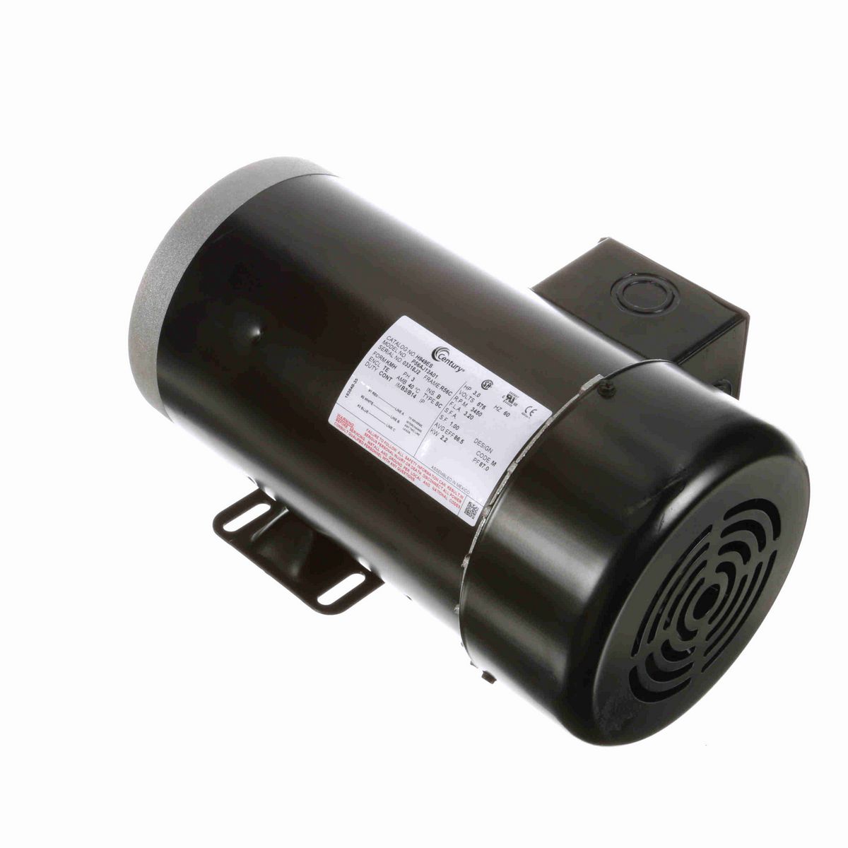 Century General Purpose Motor, 3.0 HP, 3 Ph, 60 Hz, 575 V, 3600 RPM, R56C Frame, TEFC - H949ES