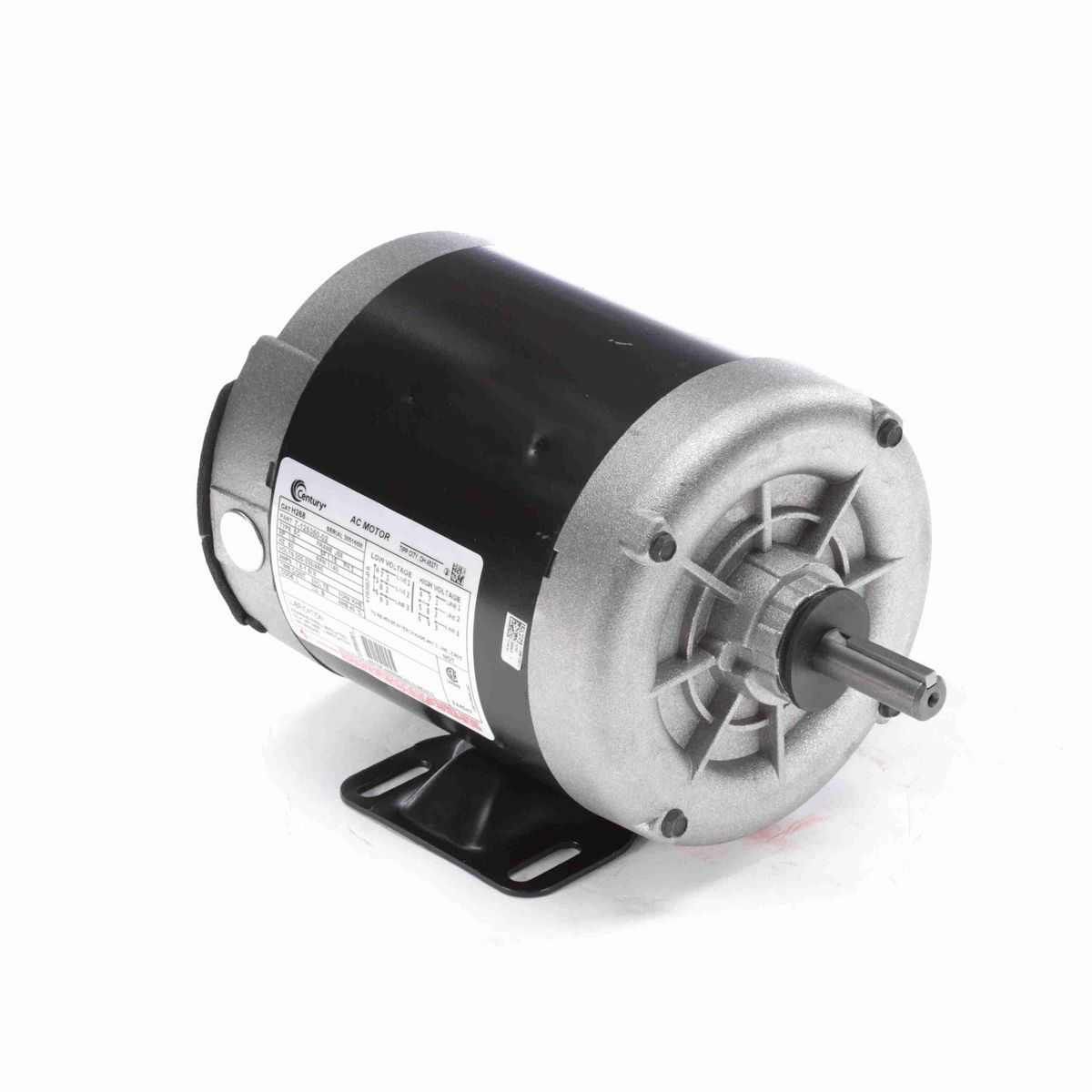 Century General Purpose Motor, 1/3 HP, 3 Ph, 60 Hz, 200-230/460 V, 1200 RPM, J56 Frame, TENV - H268