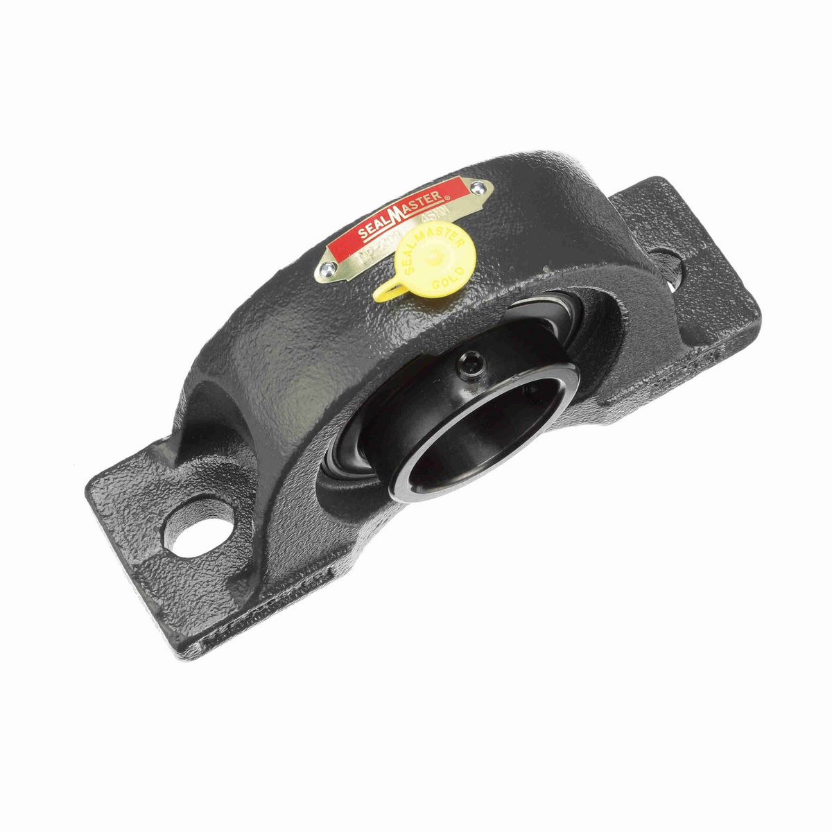 Sealmaster Mounted Cast Iron Two Bolt Pillow Block Ball Bearing - 52100 Bearing Steel, Black Oxided - Setscrew Lock - NP-209