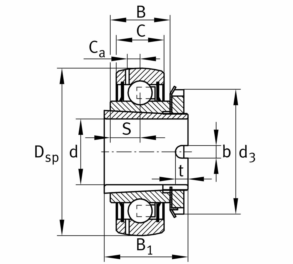 Радиальный закрепляемый шарикоподшипник INA GSH45-XL-2RSR-B
