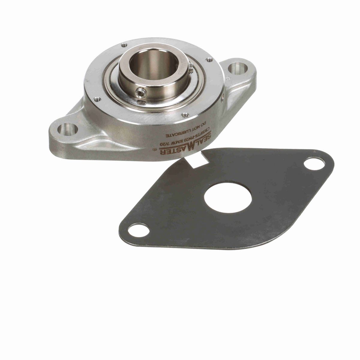 Sealmaster Mounted Stainless Steel Two Bolt Flange Ball Bearing - 52100 Bearing Steel, Phosphorus Nickel Coated - Setscrew Lock - Corrosion Resistant - Reduced Maintenance - Lubed for Life - CRBFTS-PN20 RMW
