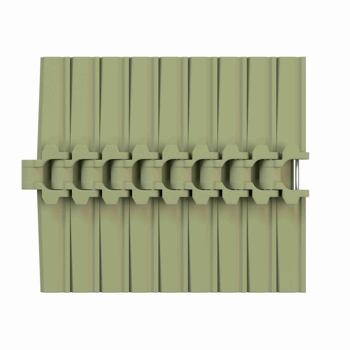 Rexnord 882TAB Side-flexing Solid Top, Material: Green Abrasion Resistant Polyamide, Width: 12in, Pitch: 1.5in - 81430514