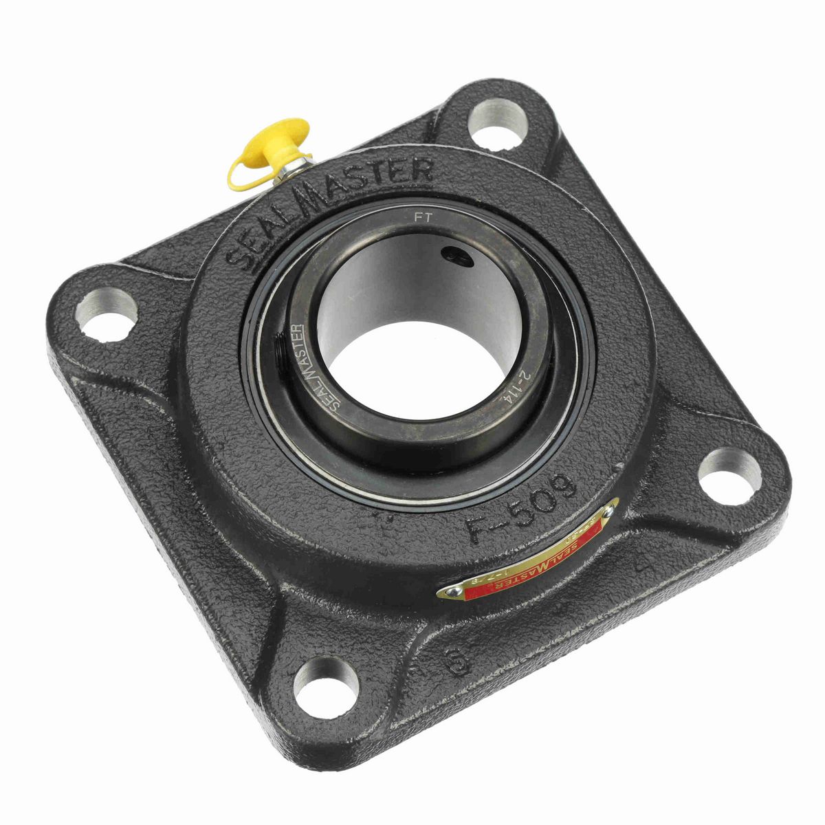 Sealmaster Mounted Cast Iron Four Bolt Flange Ball Bearing - 52100 Bearing Steel, Black Oxided - Setscrew Lock - SF-30