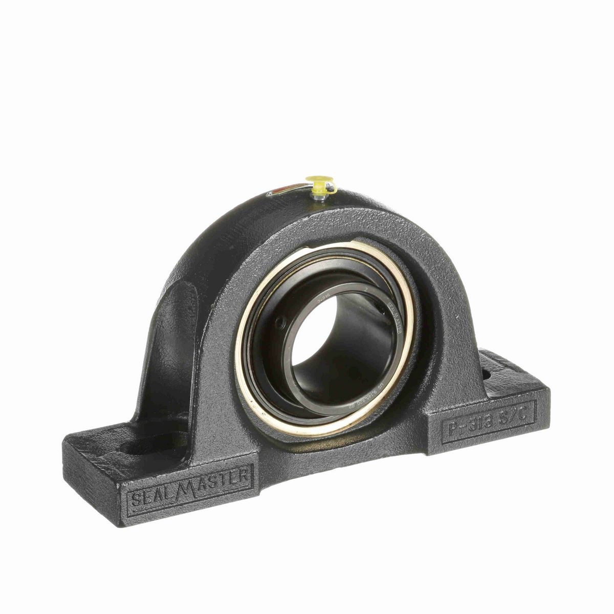 Sealmaster Mounted Cast Iron Two Bolt Pillow Block Ball Bearing - 52100 Bearing Steel, Black Oxided - Setscrew Lock - EMP-47