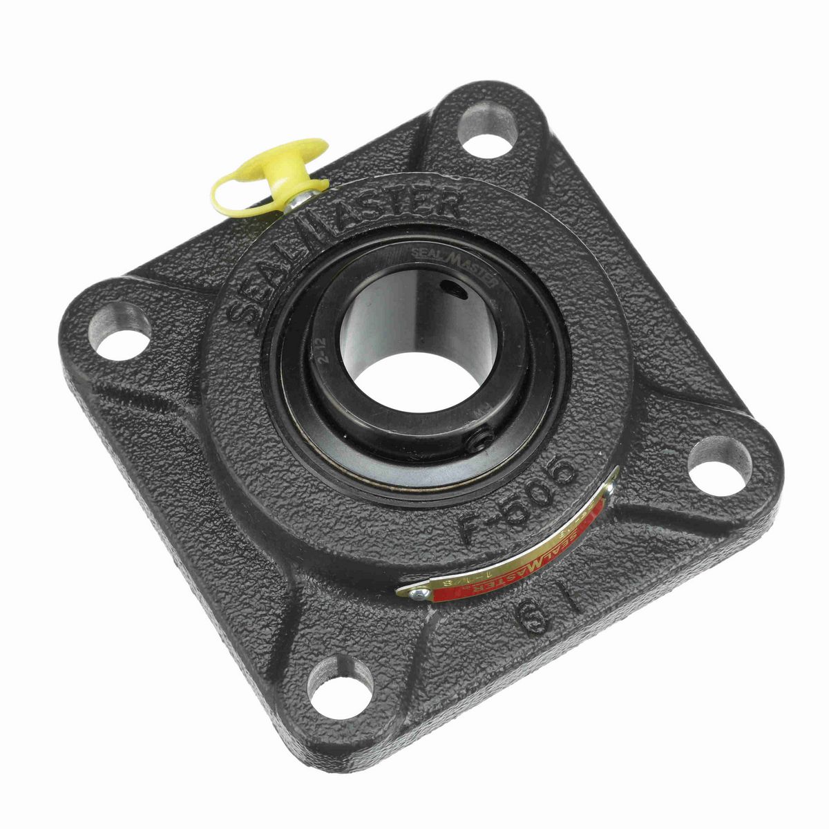 Sealmaster Mounted Cast Iron Four Bolt Flange Ball Bearing - 52100 Bearing Steel, Black Oxided - Setscrew Lock - SF-18