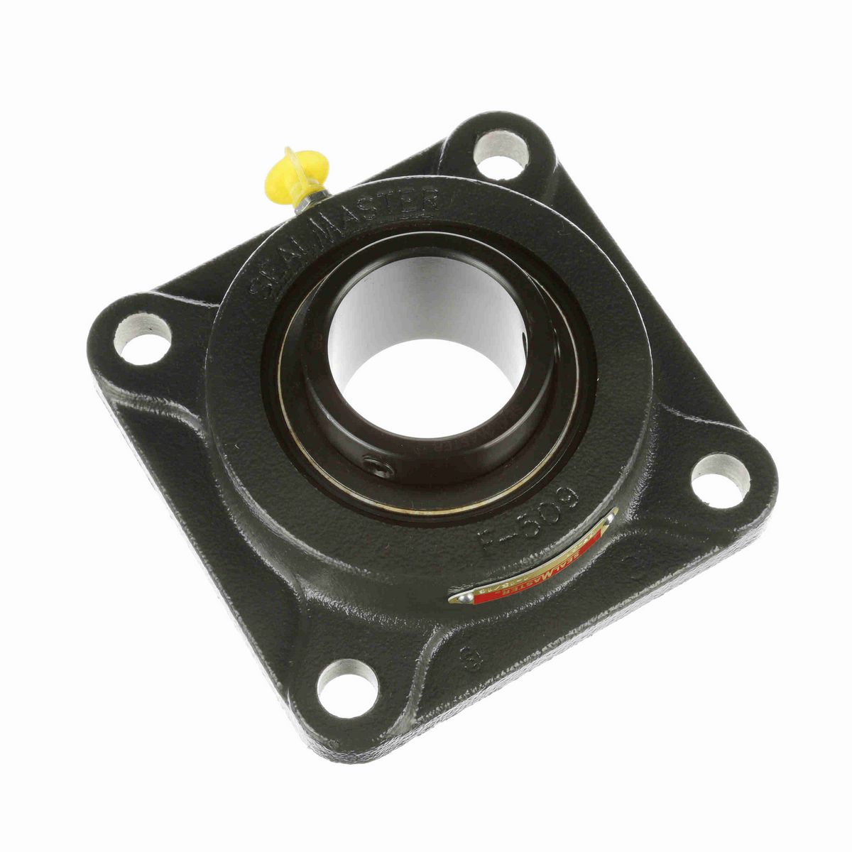 Sealmaster Mounted Cast Iron Four Bolt Flange Ball Bearing - 52100 Bearing Steel, Black Oxided - Setscrew Lock - SF-31