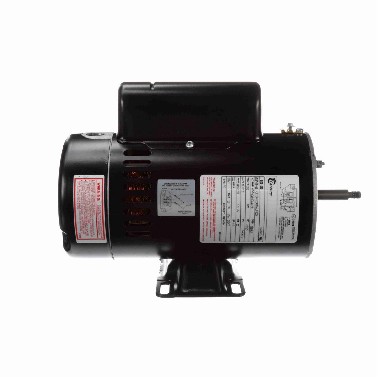 Century Pool Pump Motor, 2.5/.25 HP, 1 Ph, 60 Hz, 230 V, 3600 RPM, 56Z Frame, ODP - SDS1252