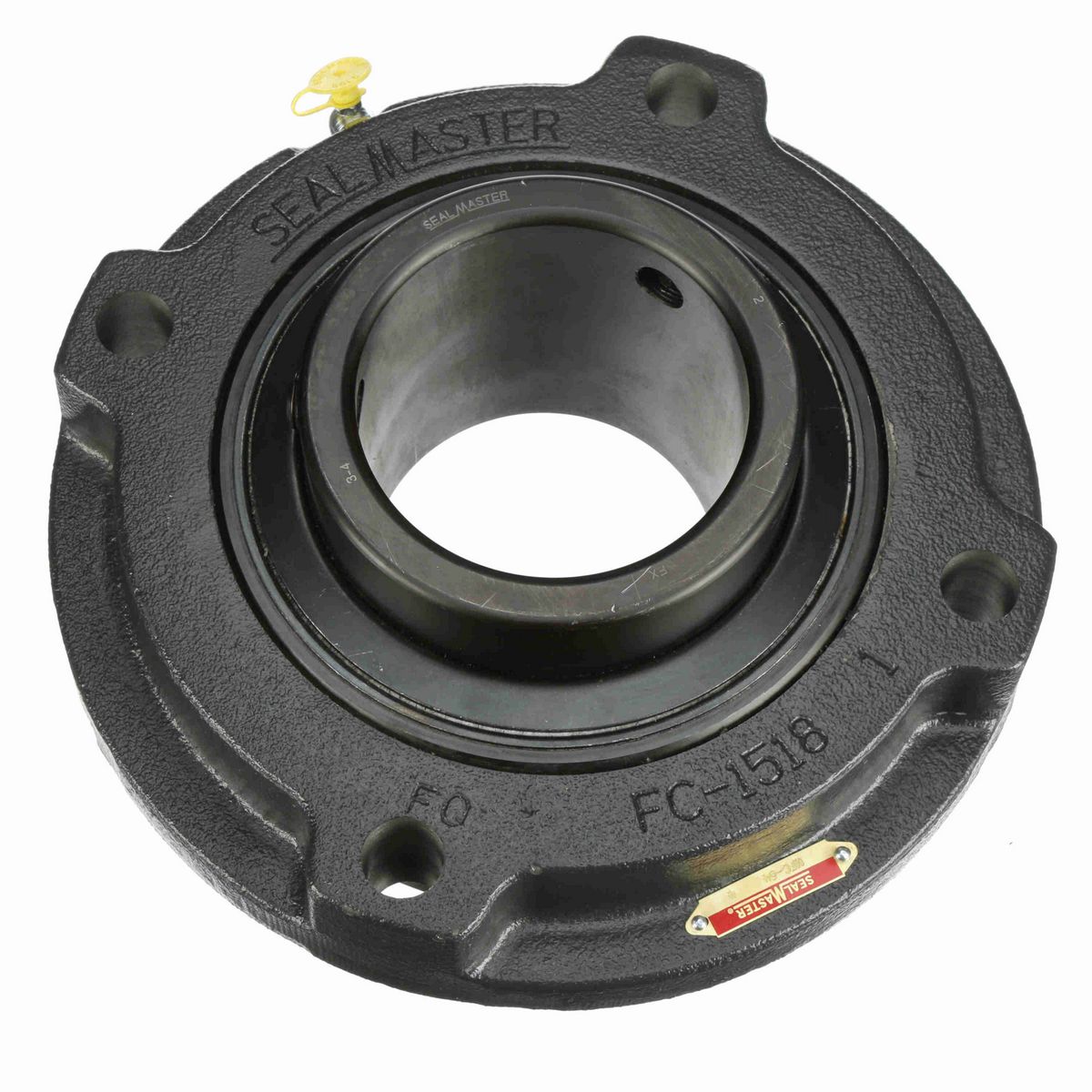 Sealmaster Mounted Cast Iron Flange Cartridge Ball Bearing - 52100 Bearing Steel, Black Oxided - Setscrew Lock - MFC-64