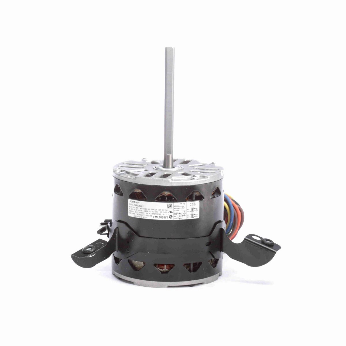 Century Fan Coil & Air Conditioner Motor, 3/4 HP, 1 Ph, 60/50 Hz, 115 V, 1075 RPM, 4 Speed, 48 Frame, OPEN - FML1076V1