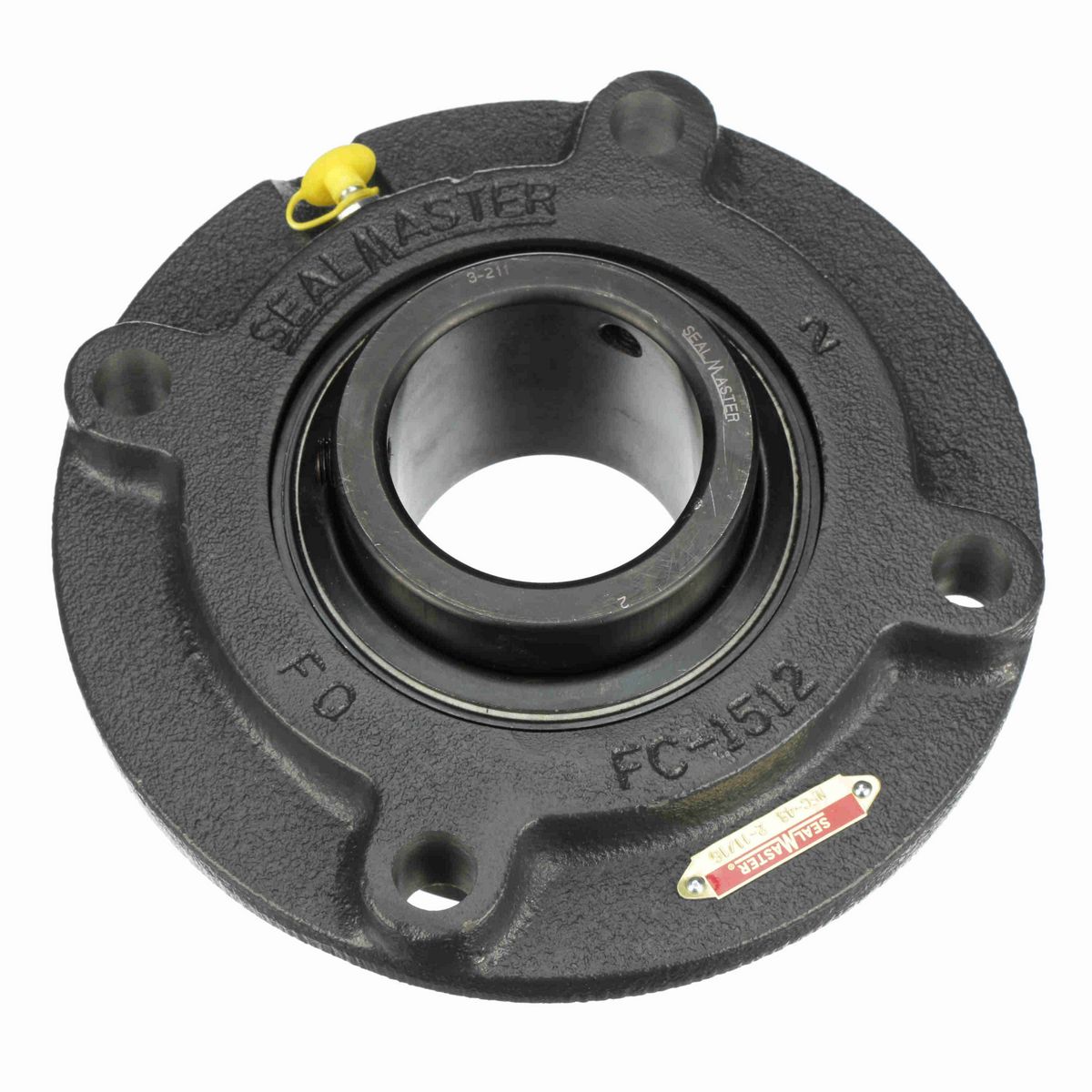 Sealmaster Mounted Cast Iron Flange Cartridge Ball Bearing - 52100 Bearing Steel, Black Oxided - Setscrew Lock - MFC-43