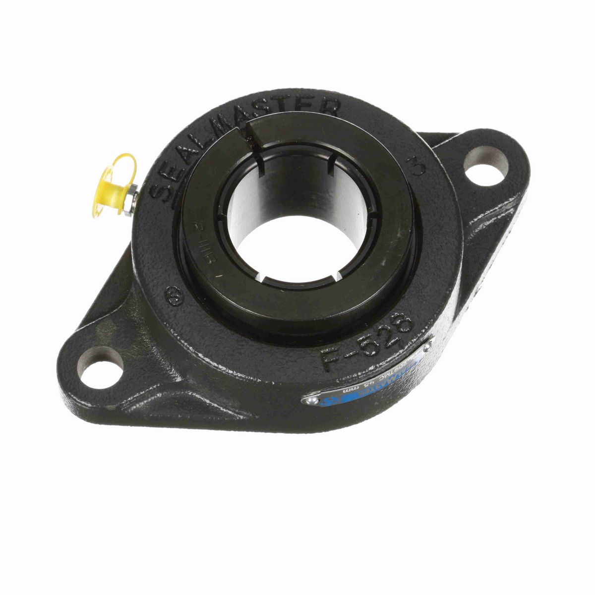 Sealmaster Mounted Cast Iron Two Bolt Flange Ball Bearing - 52100 Bearing Steel, Black Oxided - Concentric Lock - SFT-209TMC