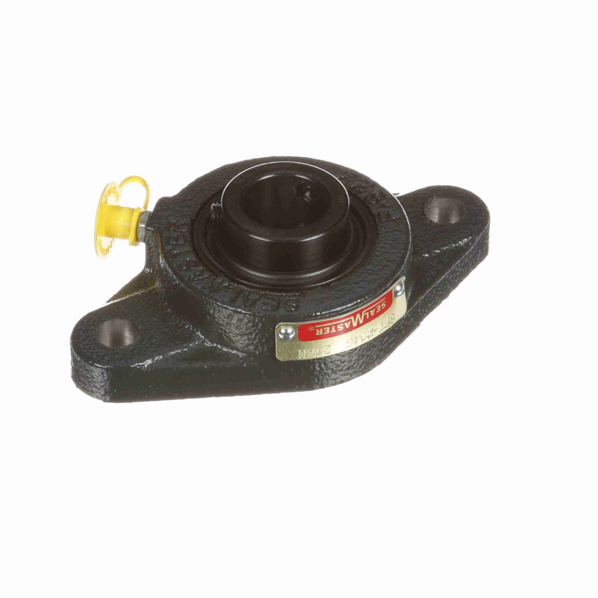 Sealmaster Mounted Cast Iron Two Bolt Flange Ball Bearing - 52100 Bearing Steel, Black Oxided - Setscrew Lock - SFT-204C