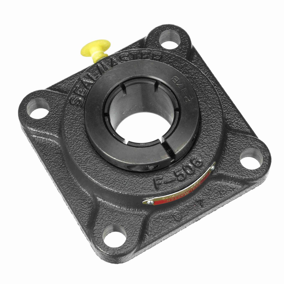 Sealmaster Mounted Cast Iron Four Bolt Flange Ball Bearing - 52100 Bearing Steel, Black Oxided - Concentric Lock - SF-23T