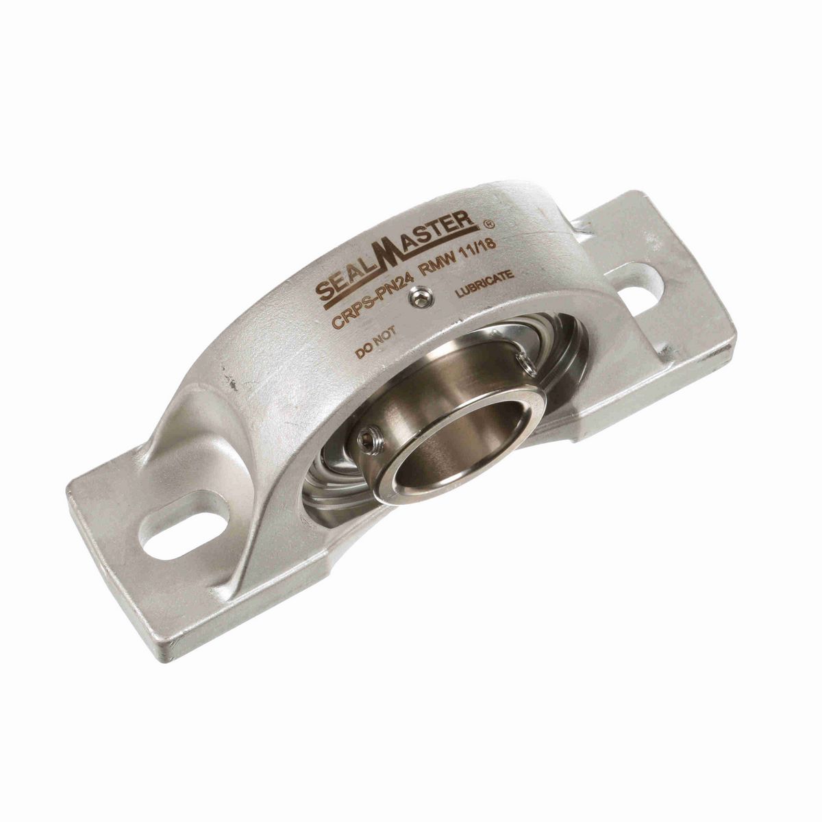 Sealmaster Mounted Stainless Steel Two Bolt Pillow Block Ball Bearing - 52100 Bearing Steel, Phosphorus Nickel Coated - Setscrew Lock - Corrosion Resistant - Reduced Maintenance - Lubed for Life - CRPS-PN24 RMW