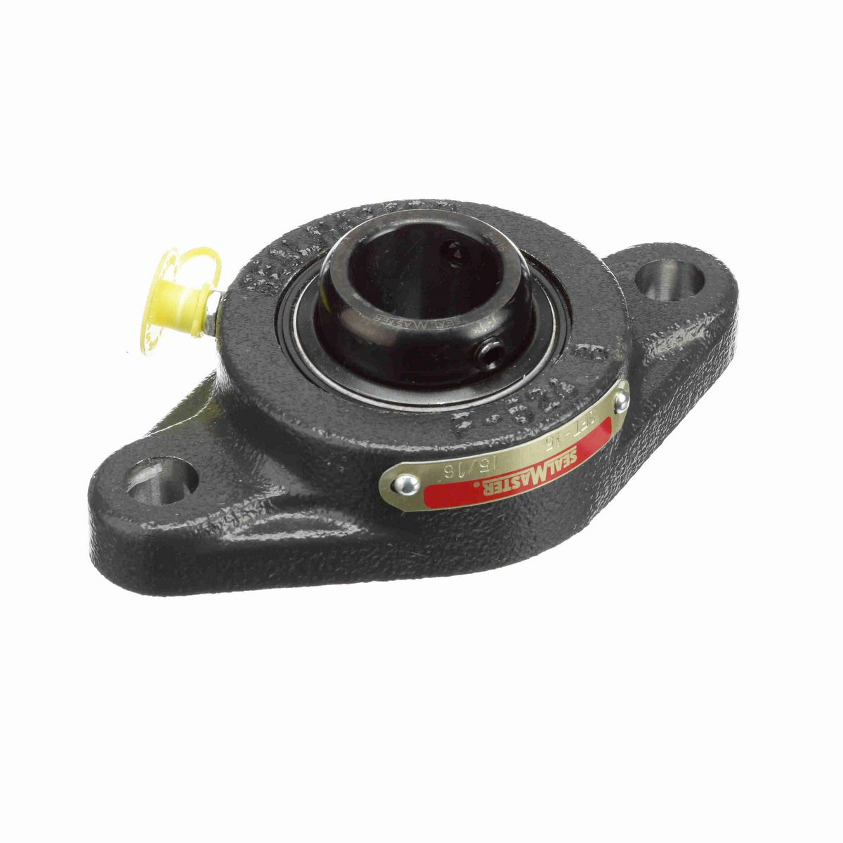 Sealmaster Mounted Cast Iron Two Bolt Flange Ball Bearing - 52100 Bearing Steel, Black Oxided - Setscrew Lock - SFT-15