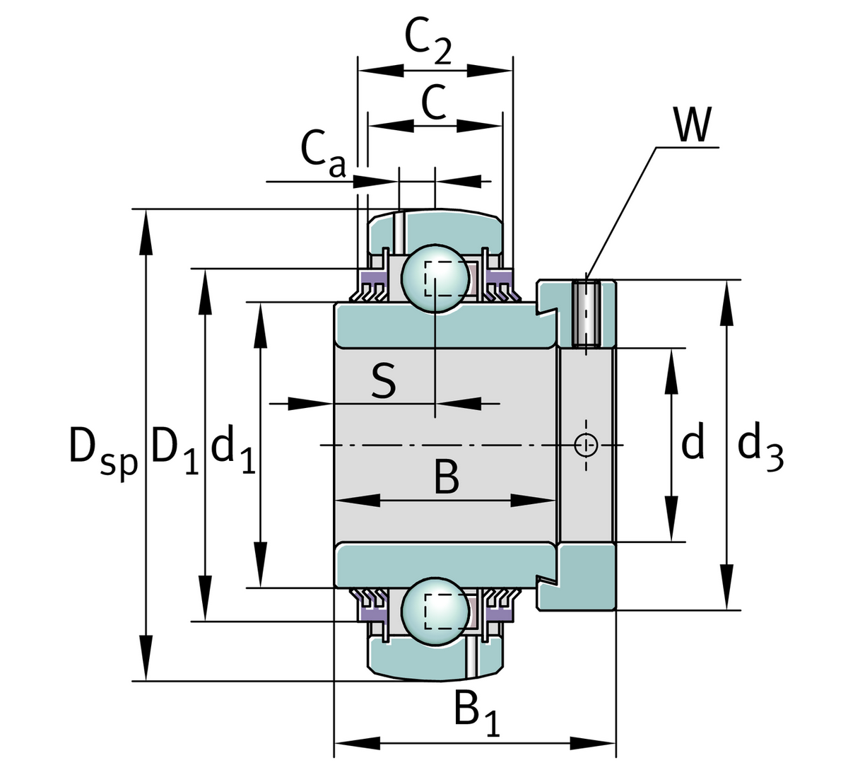 Радиальный закрепляемый шарикоподшипник INA G1104-KTT-B-AS2/V