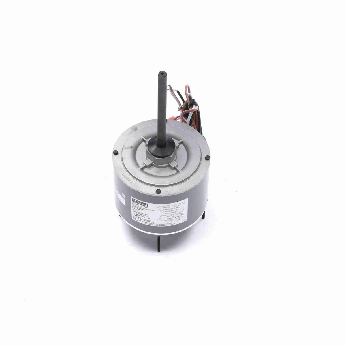 FASCO Condenser Fan Motor, 1/3 HP, 1 Ph, 60 Hz, 208-230 V, 1075 RPM, 1 Speed, 48 Frame, SEMI ENCLOSED - D7748