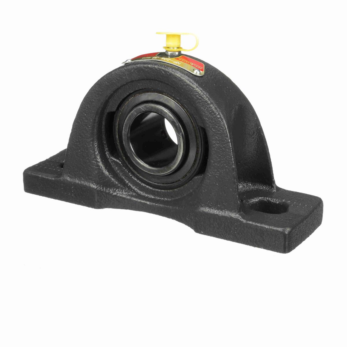 Sealmaster Mounted Cast Iron Two Bolt Pillow Block Ball Bearing - 52100 Bearing Steel, Black Oxided - Setscrew Lock - NP-206