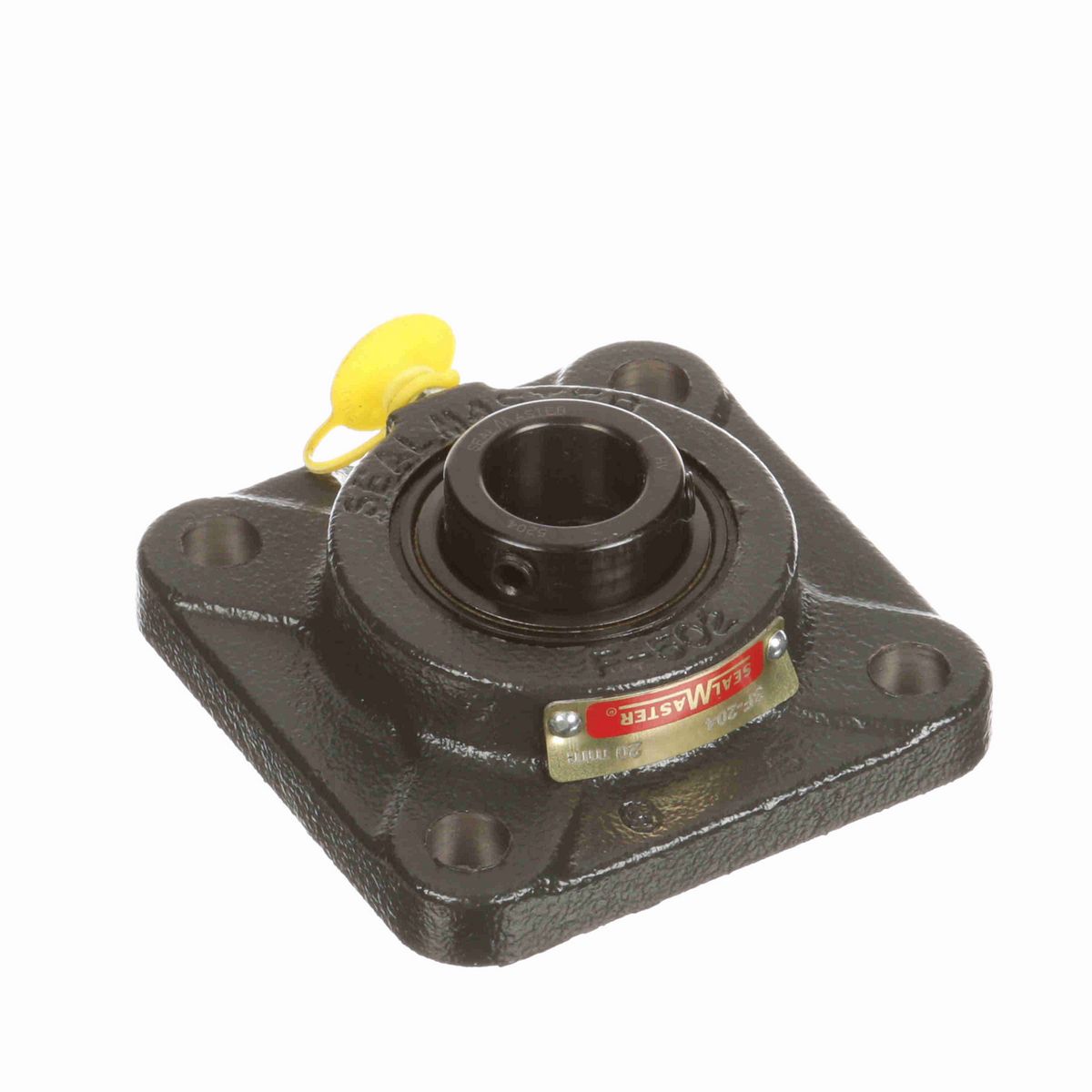 Sealmaster Mounted Cast Iron Four Bolt Flange Ball Bearing - 52100 Bearing Steel, Black Oxided - Setscrew Lock - SF-204