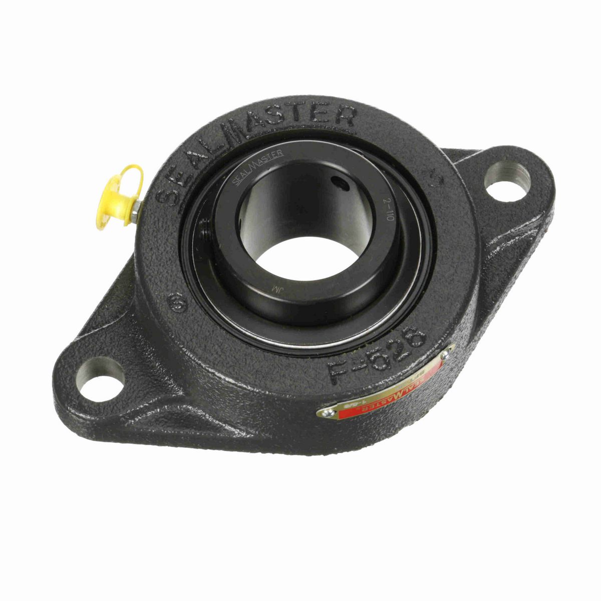 Sealmaster Mounted Cast Iron Two Bolt Flange Ball Bearing - 52100 Bearing Steel, Black Oxided - Setscrew Lock - SFT-26