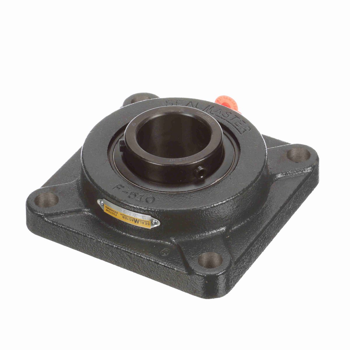 Sealmaster Mounted Cast Iron Four Bolt Flange Ball Bearing - 52100 Bearing Steel, Black Oxided - Setscrew Lock - High Temperature - SF-32 HT