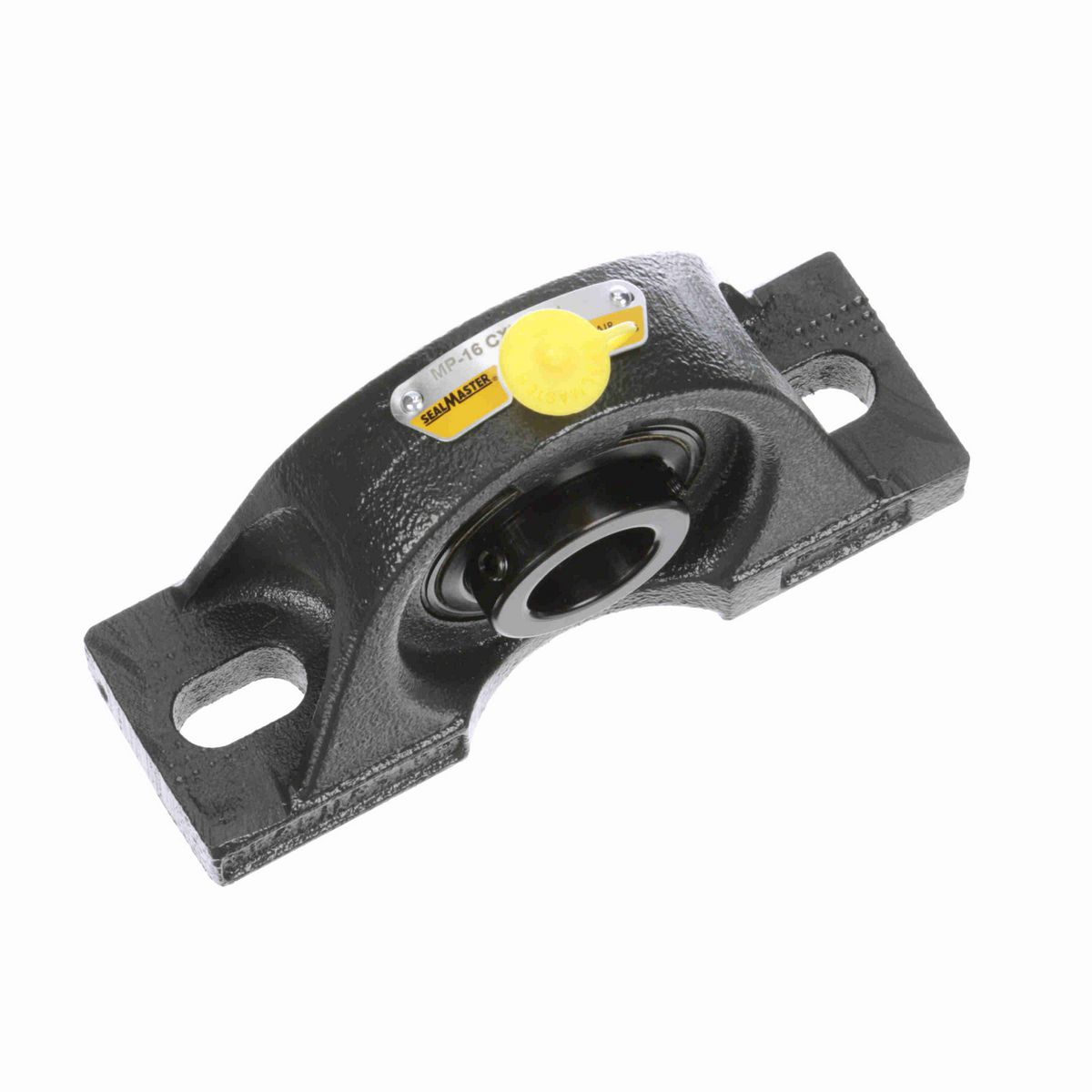 Sealmaster Mounted Cast Iron Two Bolt Pillow Block Ball Bearing - 52100 Bearing Steel, Black Oxided - Setscrew Lock - Air Handling Housing Fit, Noise Tested - MP-16 CXU