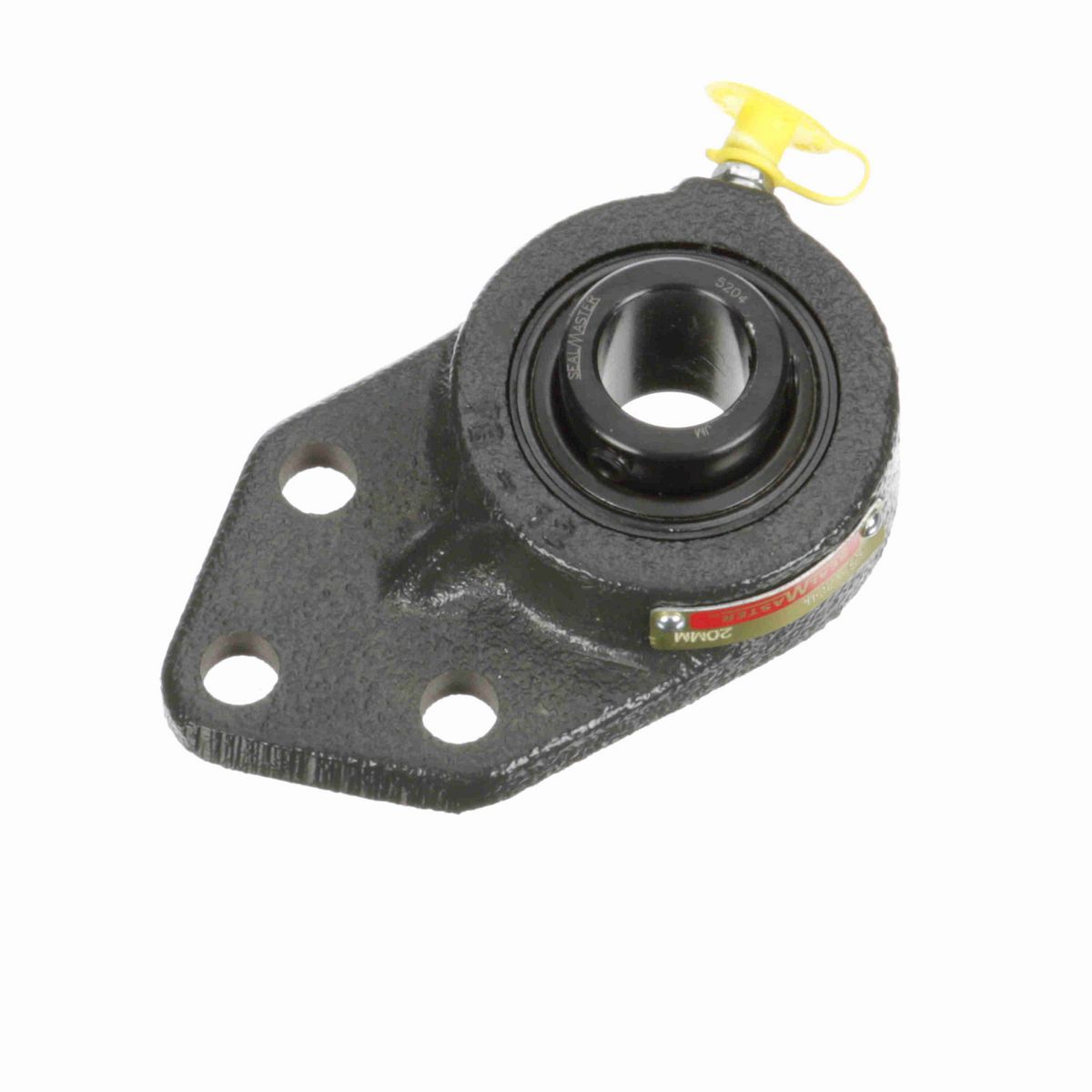Sealmaster Mounted Cast Iron Three Bolt Flange Bracket Ball Bearing - 52100 Bearing Steel, Black Oxided - Setscrew Lock - FB-204