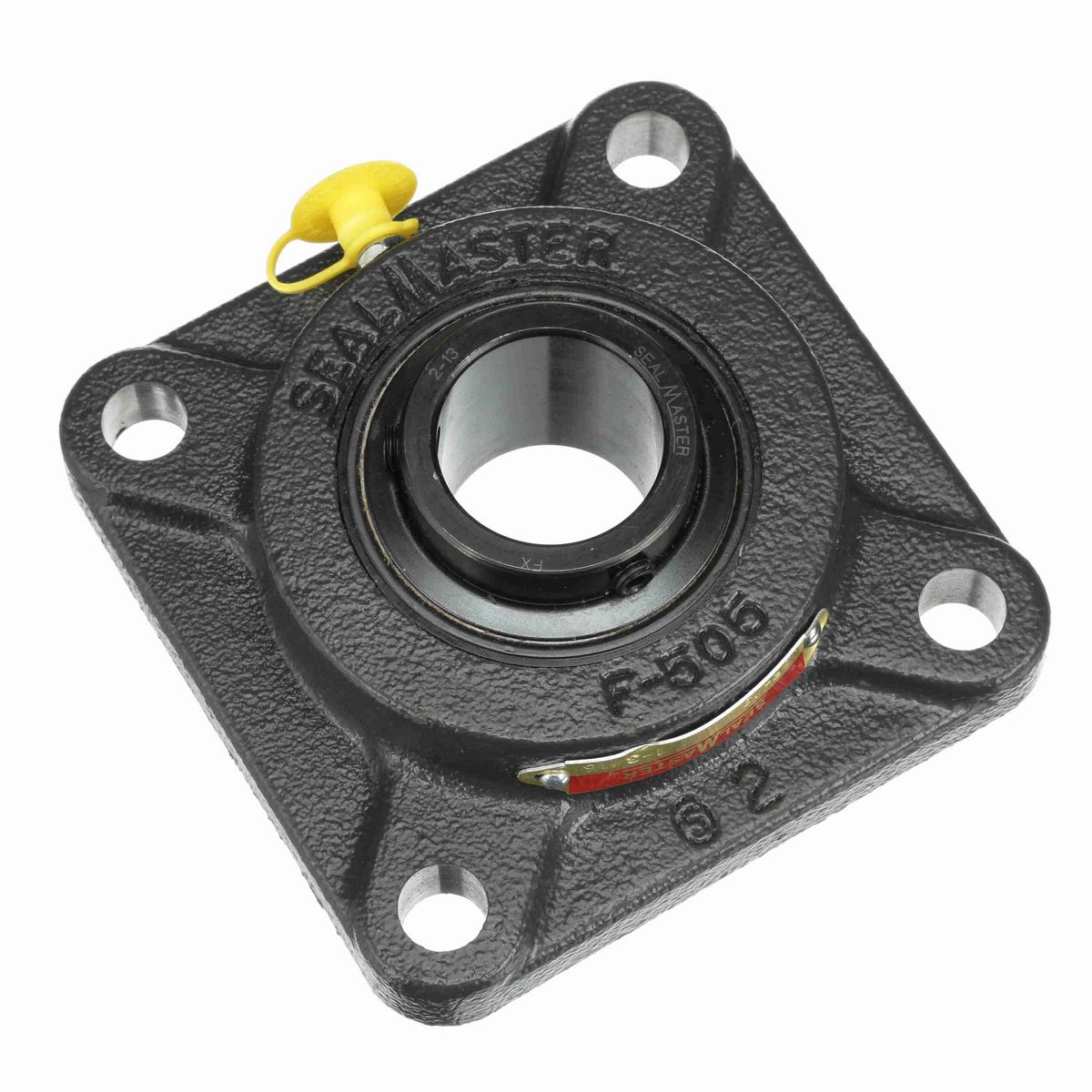 Sealmaster Mounted Cast Iron Four Bolt Flange Ball Bearing - 52100 Bearing Steel, Black Oxided - Setscrew Lock - SF-19