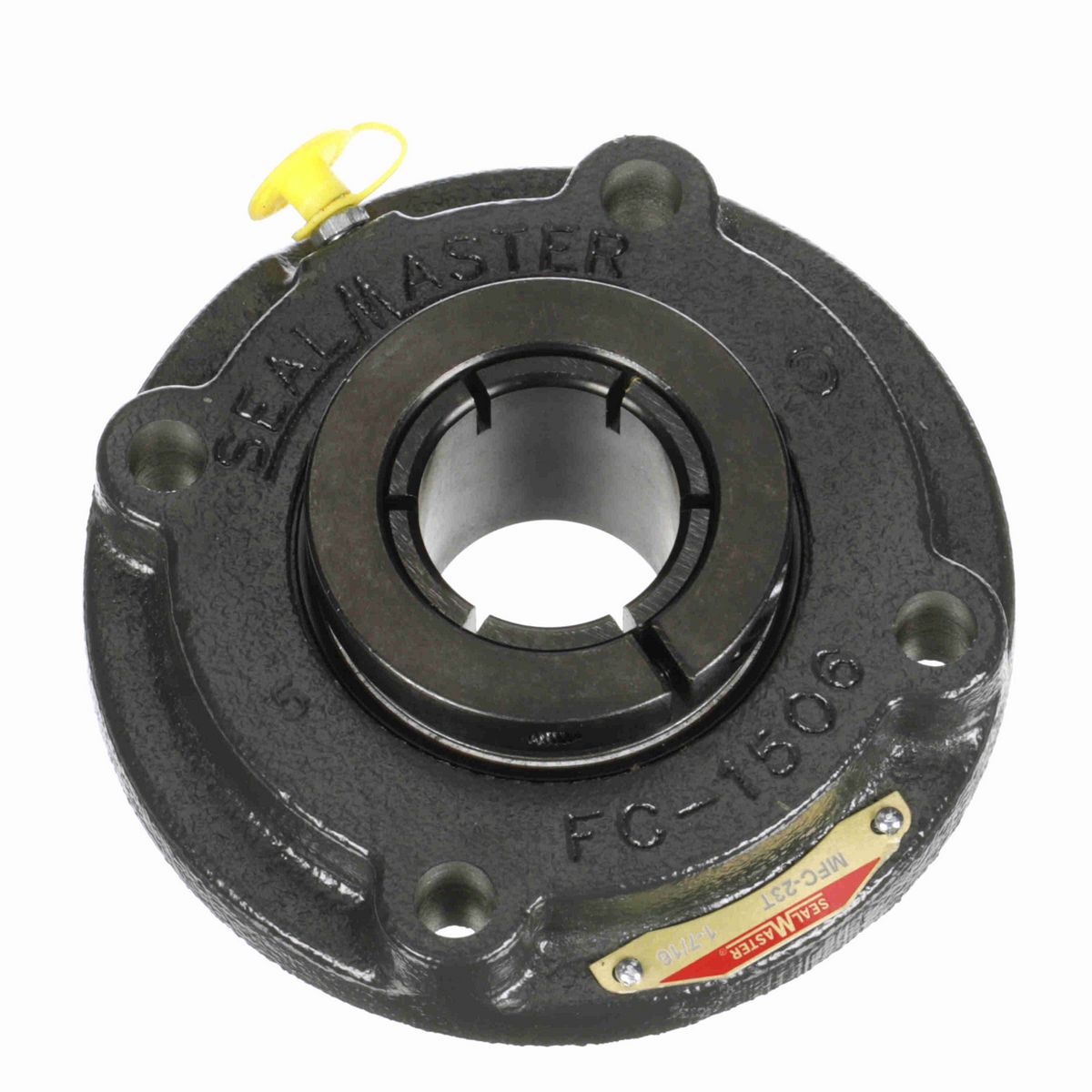 Sealmaster Mounted Cast Iron Flange Cartridge Ball Bearing - 52100 Bearing Steel, Black Oxided - Concentric Lock - MFC-23T
