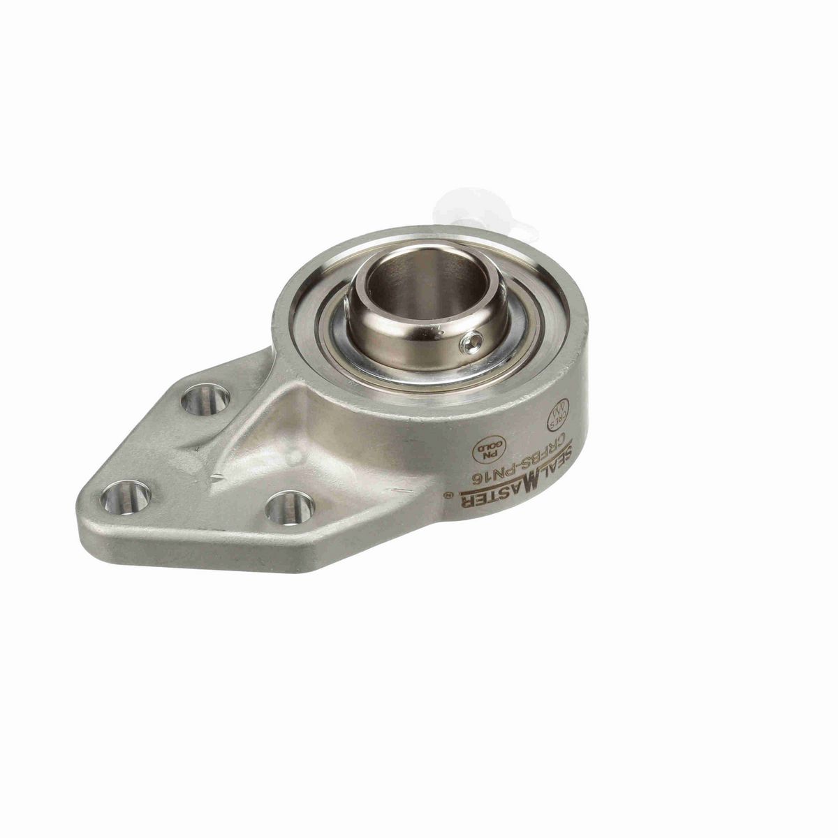 Sealmaster Mounted Stainless Steel Three Bolt Flange Bracket Ball Bearing - 52100 Bearing Steel, Phosphorus Nickel Coated - Setscrew Lock - Corrosion Resistant - CRFBS-PN16