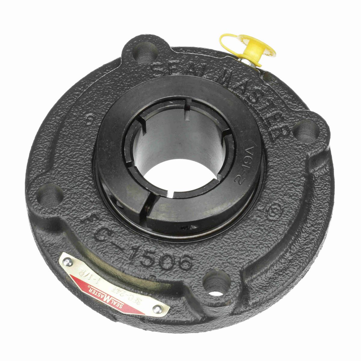 Sealmaster Mounted Cast Iron Flange Cartridge Ball Bearing - 52100 Bearing Steel, Black Oxided - Concentric Lock - SFC-24T