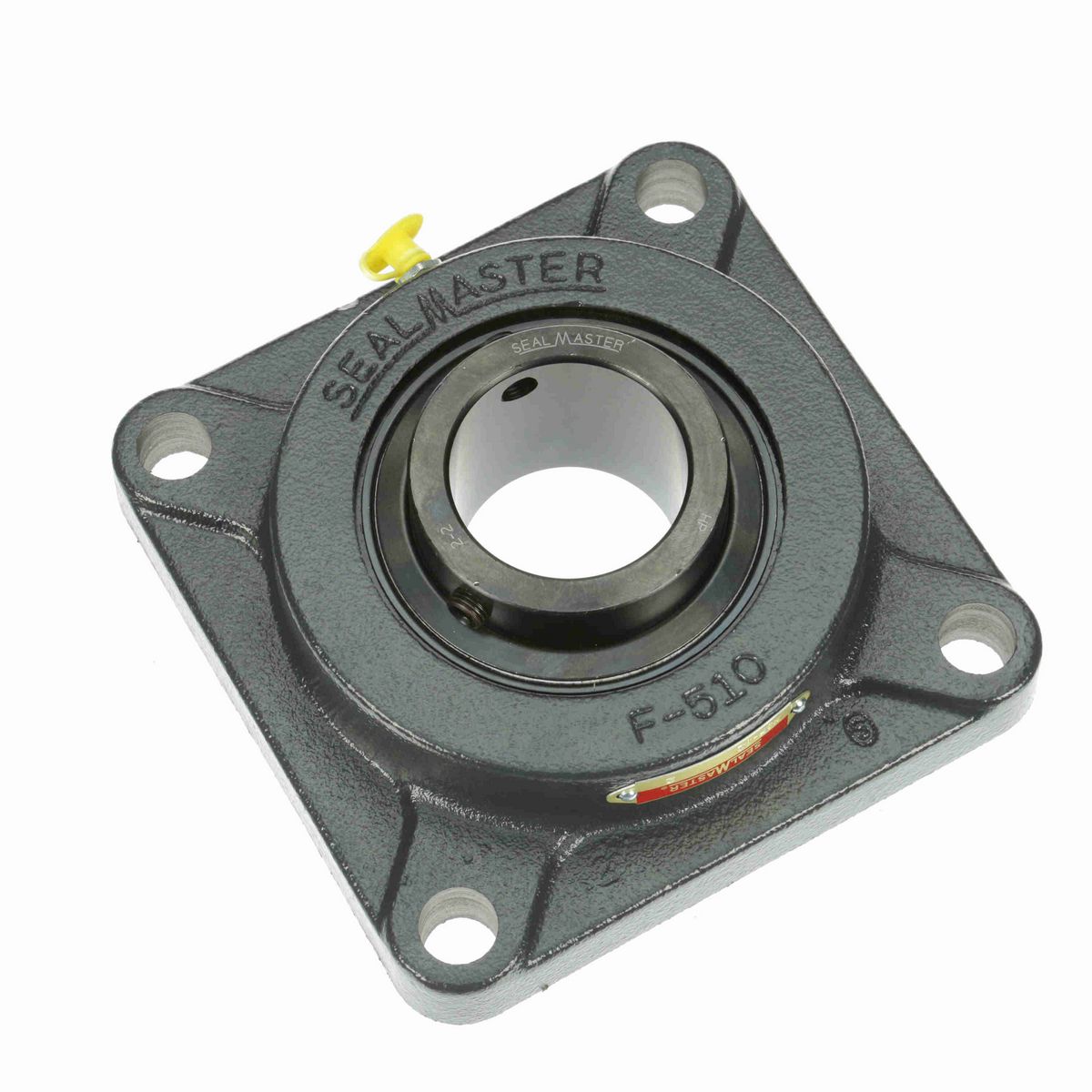 Sealmaster Mounted Cast Iron Four Bolt Flange Ball Bearing - 52100 Bearing Steel, Black Oxided - Setscrew Lock - MSF-32