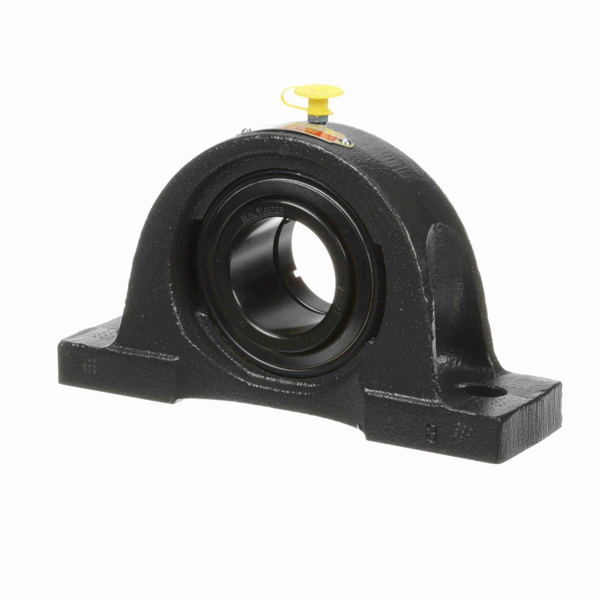 Sealmaster Mounted Cast Iron Two Bolt Pillow Block Ball Bearing - 52100 Bearing Steel, Black Oxided - Concentric Lock - NP-28T