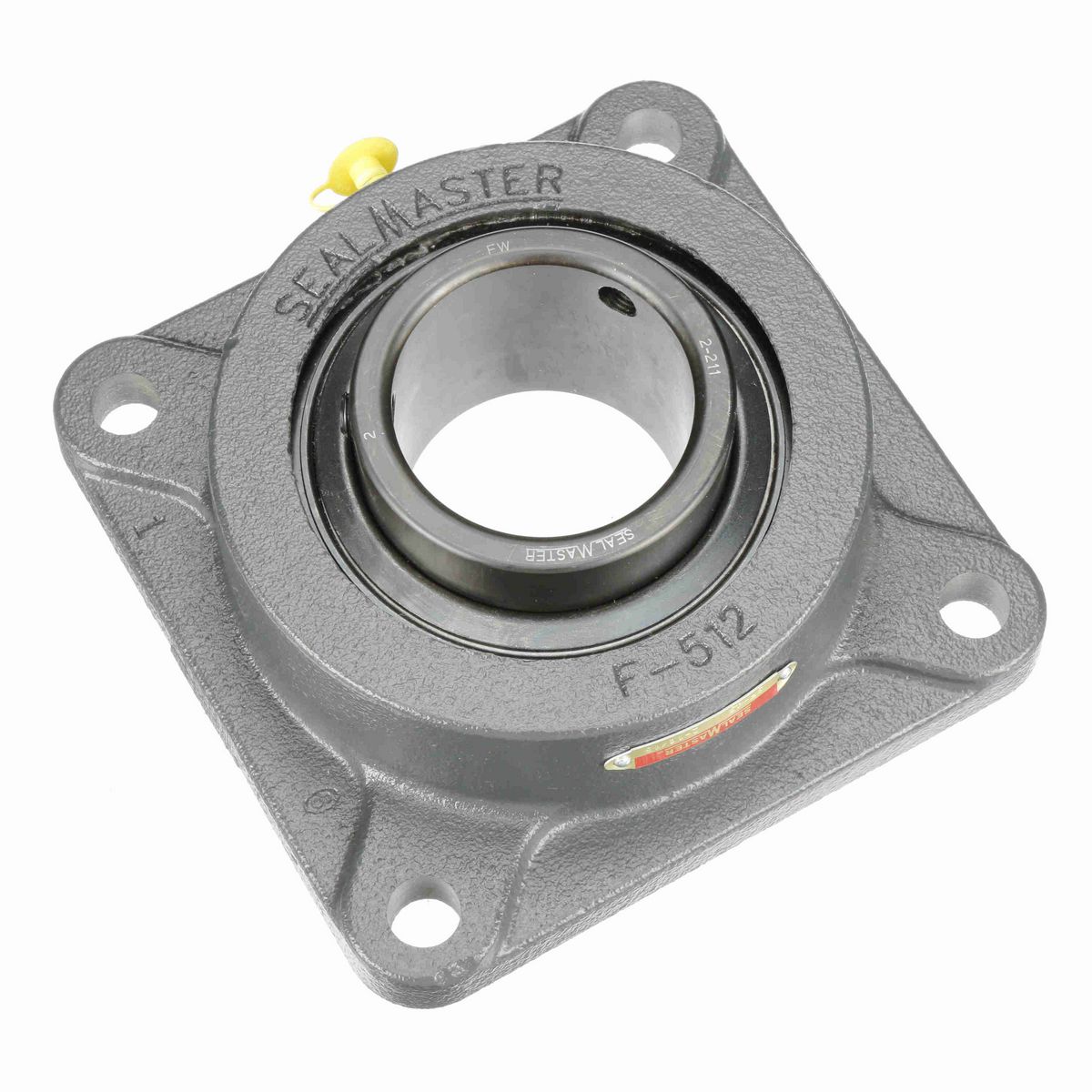 Sealmaster Mounted Cast Iron Four Bolt Flange Ball Bearing - 52100 Bearing Steel, Black Oxided - Setscrew Lock - SF-43