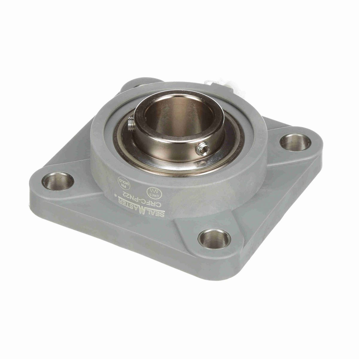 Sealmaster Mounted Composite Four Bolt Flange Ball Bearing - 52100 Bearing Steel, Phosphorus Nickel Coated - Setscrew Lock - Corrosion Resistant - CRFC-PN22
