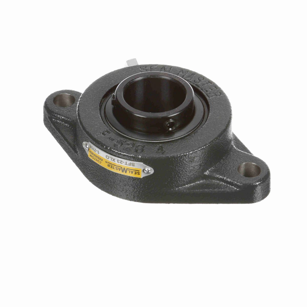 Sealmaster Mounted Cast Iron Two Bolt Flange Ball Bearing - 52100 Bearing Steel, Black Oxided - Setscrew Lock - Extra Low Drag - SFT-23 XLO