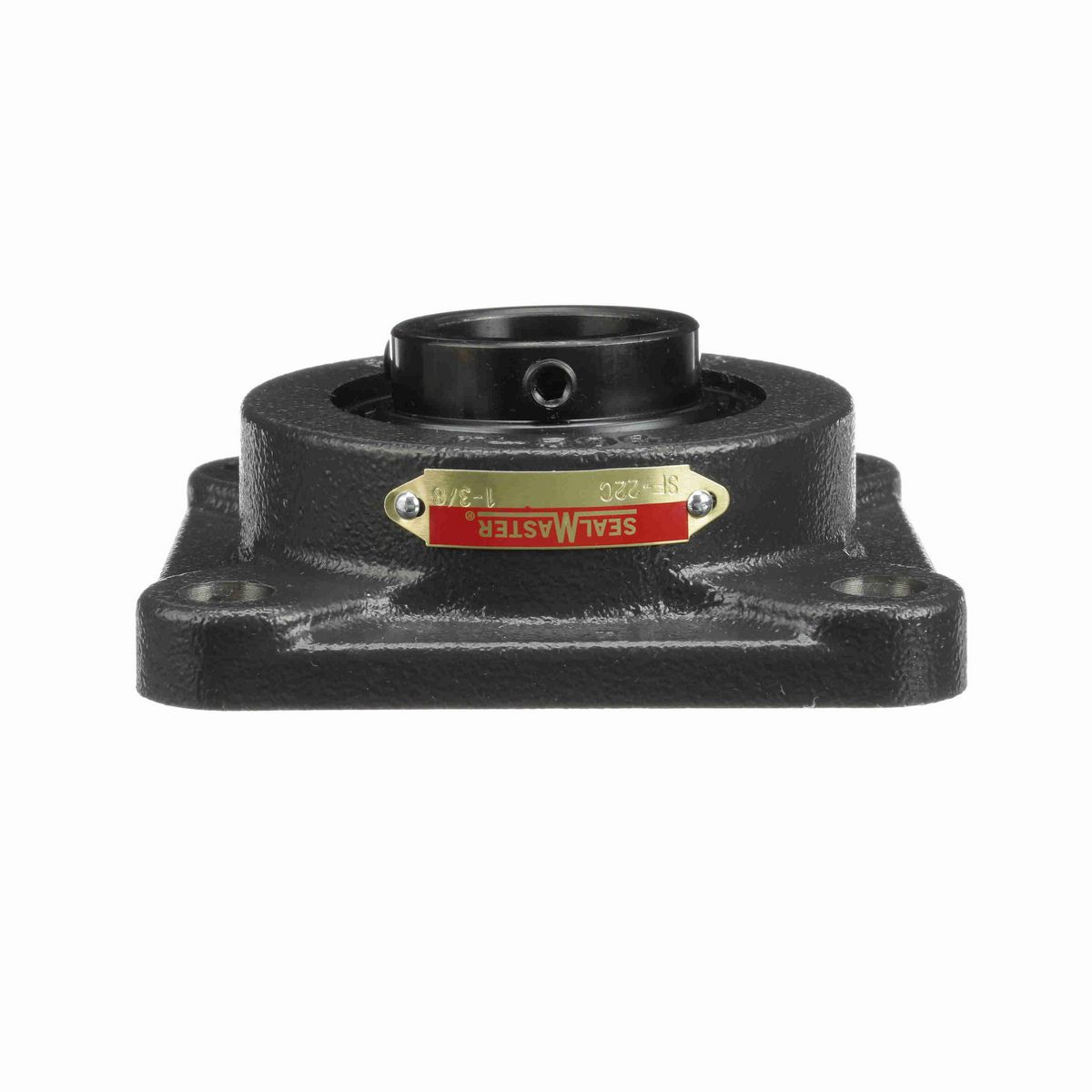 Sealmaster Mounted Cast Iron Four Bolt Flange Ball Bearing - 52100 Bearing Steel, Black Oxided - Setscrew Lock - SF-22C