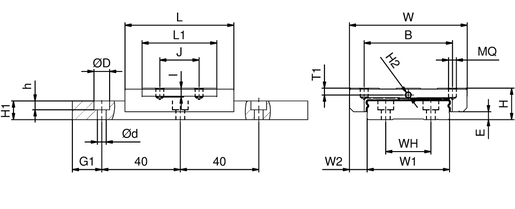 Миниатюрная направляющая система широкого типа SNR LGMX15WN2BBL01270NZ0-1-0-15.0N