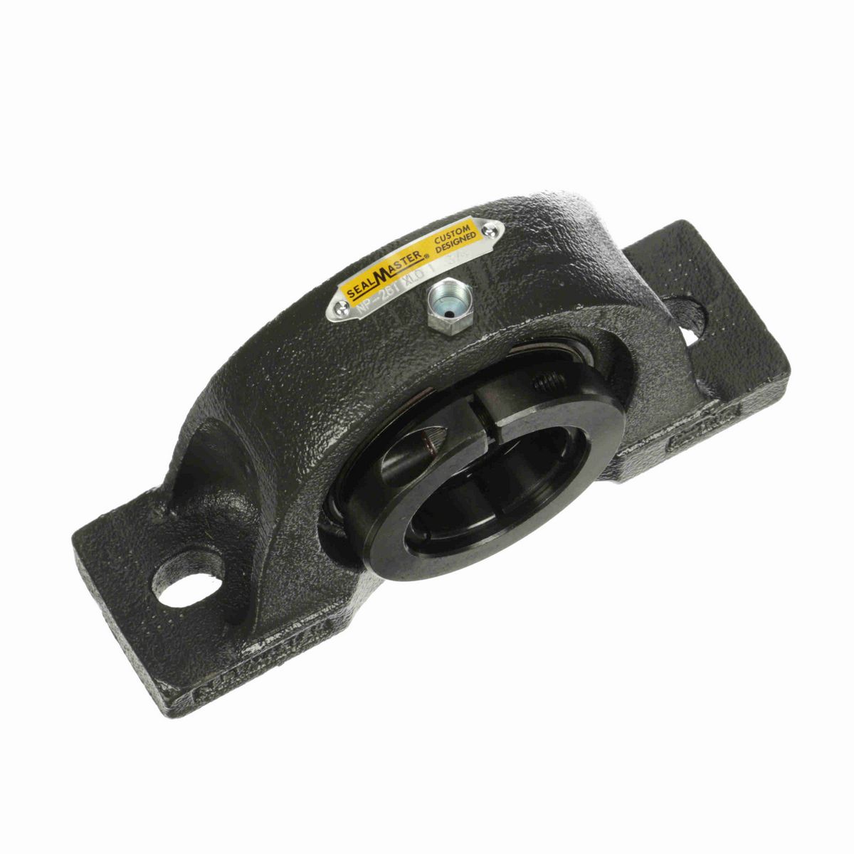Sealmaster Mounted Cast Iron Two Bolt Pillow Block Ball Bearing - 52100 Bearing Steel, Black Oxided - Concentric Lock - Extra Low Drag - NP-28T XLO