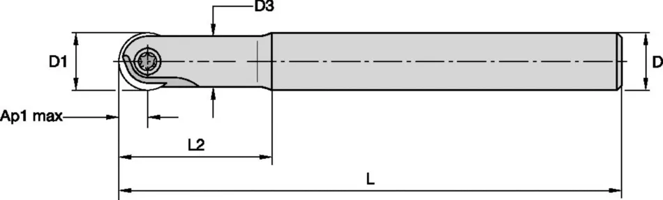 Indexable Ball Nose Finisher Kennametal KDMB Ball Nose Finisher - Necked End Mills - Cylindrical Shank - Carbide - Metric [1918705]